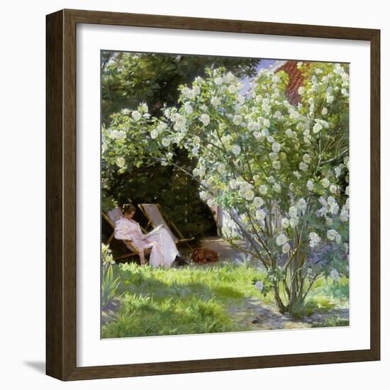 Roses, or the Artist's Wife in the Garden at Skagen, 1883-Peder Severin Kryer-Framed Giclee Print