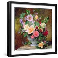 Roses, Pansies and Other Flowers in a Vase-Albert Williams-Framed Giclee Print