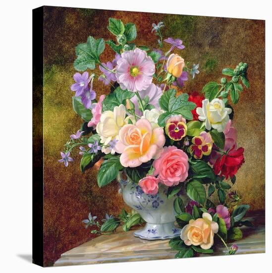 Roses, Pansies and Other Flowers in a Vase-Albert Williams-Stretched Canvas