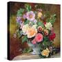 Roses, Pansies and Other Flowers in a Vase-Albert Williams-Stretched Canvas