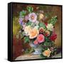 Roses, Pansies and Other Flowers in a Vase-Albert Williams-Framed Stretched Canvas