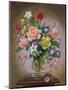Roses, Peonies and Freesias in a Glass Vase-Albert Williams-Mounted Giclee Print