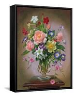 Roses, Peonies and Freesias in a Glass Vase-Albert Williams-Framed Stretched Canvas