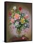 Roses, Peonies and Freesias in a Glass Vase-Albert Williams-Framed Stretched Canvas