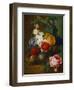 Roses, Poppies, Morning Glory and Other Flowers in a Vase with a Bird's Nest on a Ledge-Jan van Os-Framed Giclee Print