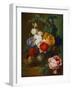 Roses, Poppies, Morning Glory and Other Flowers in a Vase with a Bird's Nest on a Ledge-Jan van Os-Framed Giclee Print