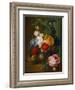 Roses, Poppies, Morning Glory and Other Flowers in a Vase with a Bird's Nest on a Ledge-Jan van Os-Framed Giclee Print