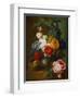 Roses, Poppies, Morning Glory and Other Flowers in a Vase with a Bird's Nest on a Ledge-Jan van Os-Framed Giclee Print