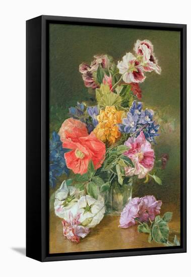 Roses, Poppy and Pelargonia-James Holland-Framed Stretched Canvas