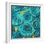 Roses - Teal on Gold-Kate Bennett-Framed Art Print