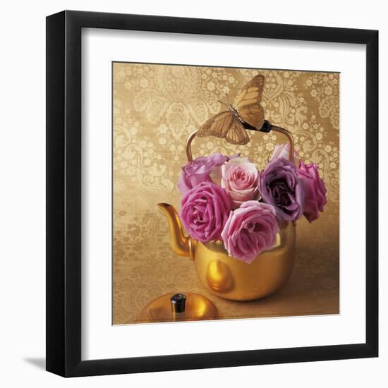 Roses, Teapot and Butterfly-Louis Gaillard-Framed Art Print