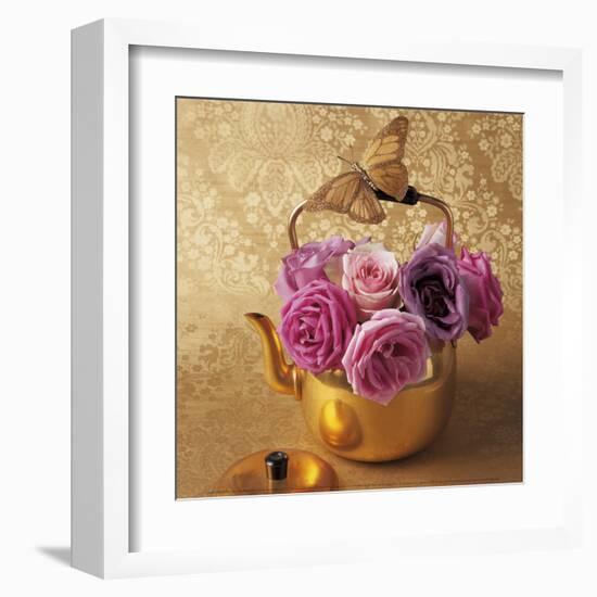 Roses, Teapot and Butterfly-Louis Gaillard-Framed Art Print