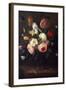 Roses, Tulips and Other Flowers in a Glass Vase, with Insects, on a Table-Jean-Baptiste-Camille Corot-Framed Giclee Print