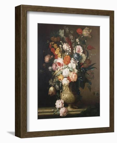 Roses, Tulips, Carnations and Other Flowers, in an Urn on a Ledge-Sir William Beechey-Framed Giclee Print