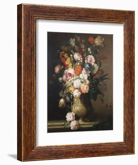 Roses, Tulips, Carnations and Other Flowers, in an Urn on a Ledge-Sir William Beechey-Framed Giclee Print