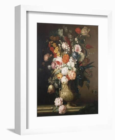 Roses, Tulips, Carnations and Other Flowers, in an Urn on a Ledge-Sir William Beechey-Framed Giclee Print