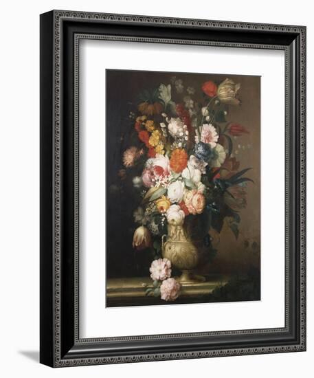 Roses, Tulips, Carnations and Other Flowers, in an Urn on a Ledge-Sir William Beechey-Framed Giclee Print