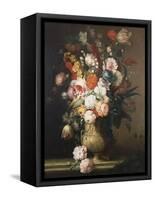 Roses, Tulips, Carnations and Other Flowers, in an Urn on a Ledge-Sir William Beechey-Framed Stretched Canvas