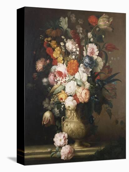 Roses, Tulips, Carnations and Other Flowers, in an Urn on a Ledge-Sir William Beechey-Stretched Canvas
