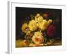 Roses with a Blue Tit by a Stream-Jean Baptiste Claude Robie-Framed Giclee Print