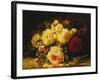 Roses with a Blue Tit by a Stream-Jean Baptiste Claude Robie-Framed Giclee Print