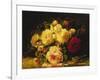 Roses with a Blue Tit by a Stream-Jean Baptiste Claude Robie-Framed Giclee Print