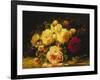 Roses with a Blue Tit by a Stream-Jean Baptiste Claude Robie-Framed Giclee Print