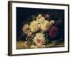 Roses with a Blue Tit by a Stream-Jean Baptiste Claude Robie-Framed Giclee Print