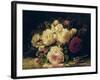 Roses with a Blue Tit by a Stream-Jean Baptiste Claude Robie-Framed Giclee Print