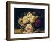 Roses with a Blue Tit by a Stream-Jean Baptiste Claude Robie-Framed Premium Giclee Print