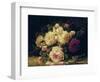 Roses with a Blue Tit by a Stream-Jean Baptiste Claude Robie-Framed Premium Giclee Print