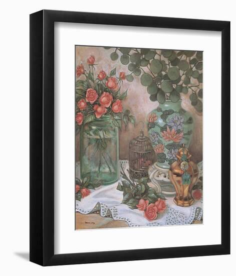 Roses with Bird Cage-Francie Botke-Framed Art Print