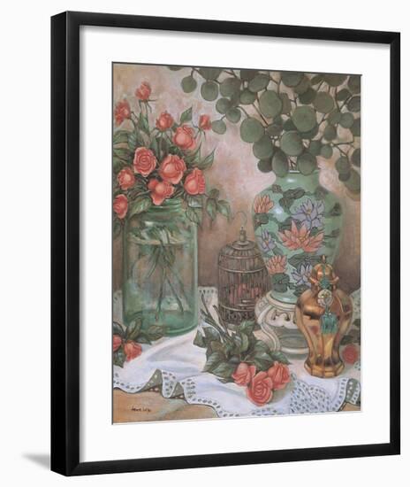 Roses with Bird Cage-Francie Botke-Framed Art Print
