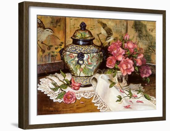 Roses with Temple Jar-Francie Botke-Framed Art Print