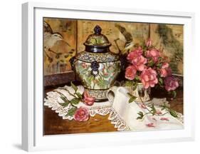 Roses with Temple Jar-Francie Botke-Framed Art Print