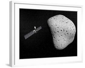 Rosetta Probe and Comet 67P Churyumov-Gerasimenko-null-Framed Art Print