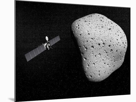 Rosetta Probe and Comet 67P Churyumov-Gerasimenko-null-Mounted Art Print