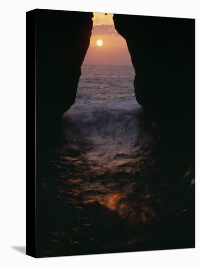 Rosh Hanrikra Grotto at Sunset, Israel-Jerry Ginsberg-Stretched Canvas