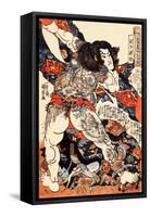 Roshi Ensei Lifting a Heavy Beam-Kuniyoshi Utagawa-Framed Stretched Canvas