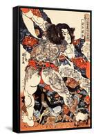 Roshi Ensei Lifting a Heavy Beam-Kuniyoshi Utagawa-Framed Stretched Canvas