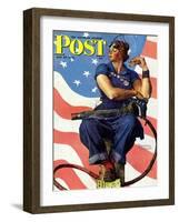 "Rosie the Riveter" Saturday Evening Post Cover, May 29,1943-Norman Rockwell-Framed Giclee Print