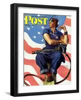 "Rosie the Riveter" Saturday Evening Post Cover, May 29,1943-Norman Rockwell-Framed Giclee Print