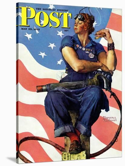 "Rosie the Riveter" Saturday Evening Post Cover, May 29,1943-Norman Rockwell-Stretched Canvas