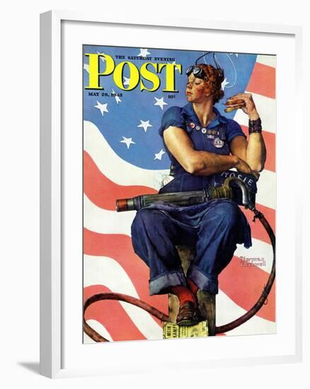 "Rosie the Riveter" Saturday Evening Post Cover, May 29,1943-Norman Rockwell-Framed Giclee Print