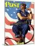 "Rosie the Riveter" Saturday Evening Post Cover, May 29,1943-Norman Rockwell-Mounted Premium Giclee Print