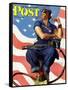"Rosie the Riveter" Saturday Evening Post Cover, May 29,1943-Norman Rockwell-Framed Stretched Canvas