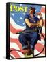 "Rosie the Riveter" Saturday Evening Post Cover, May 29,1943-Norman Rockwell-Framed Stretched Canvas