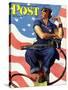 "Rosie the Riveter" Saturday Evening Post Cover, May 29,1943-Norman Rockwell-Stretched Canvas