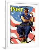 "Rosie the Riveter" Saturday Evening Post Cover, May 29,1943-Norman Rockwell-Framed Giclee Print