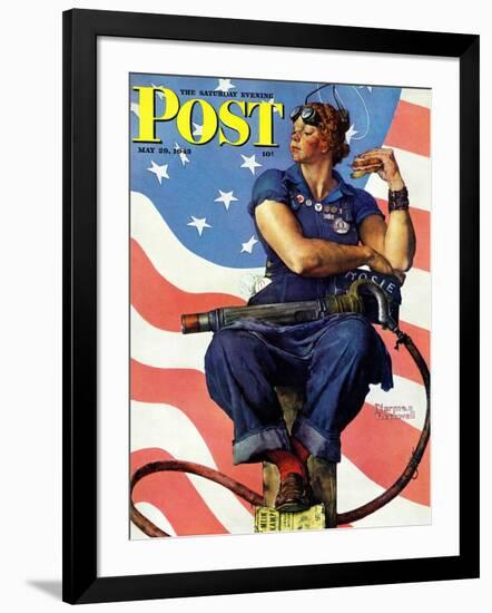"Rosie the Riveter" Saturday Evening Post Cover, May 29,1943-Norman Rockwell-Framed Giclee Print